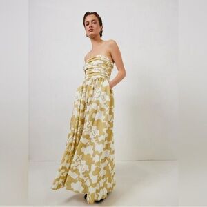 Strapless Yellow and Cream Dress